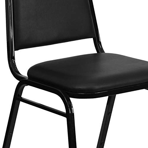 EMMA + OLIVER Black Vinyl Trapezoidal Back Stacking Banquet Chair - color: Black Vinyl/Black Frame