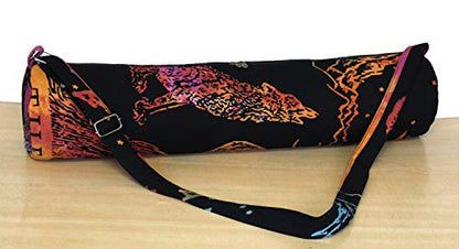 ICC Black Gold Mandala Full-Zip Exercise Yoga Mat Carry Bag Gym Beach Pilates Carrier Bags Hippie Mandala Indian Cotton Bag - style: Multi Crying Wolf