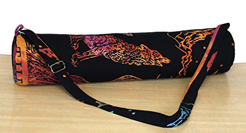ICC Black Gold Mandala Full-Zip Exercise Yoga Mat Carry Bag Gym Beach Pilates Carrier Bags Hippie Mandala Indian Cotton Bag - style: Multi Crying Wolf