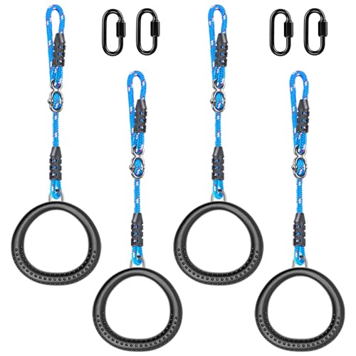 SELEWARE Trapeze Swing Rings, Gymnastics Rings for Swingset - color: 4-Pack Trapeze Rings with 3.5 ft Adjustable Ropes
