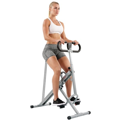 Sunny Health & Fitness Smart Row-N-Ride Glute & Leg Trainer, Foldable Squat Assist Rower with Exclusive SunnyFit App Connection - color: Grey