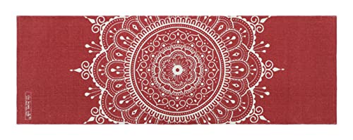 Hand Woven 100% Cotton Yoga Mat- Thick Handloom Made in India- for Gym Floor Exercise - Runner for Bedroom - color: Red