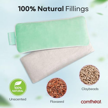 Unscented Weighted Eye Pillow, Soft Plush Removable Cover | Moist Heat & Cold Therapy, Natural Aromatherapy Eye Compress Pillow for Relaxation, Yoga, Meditation, and Sleep, Green - color: Green (No Scent Added)