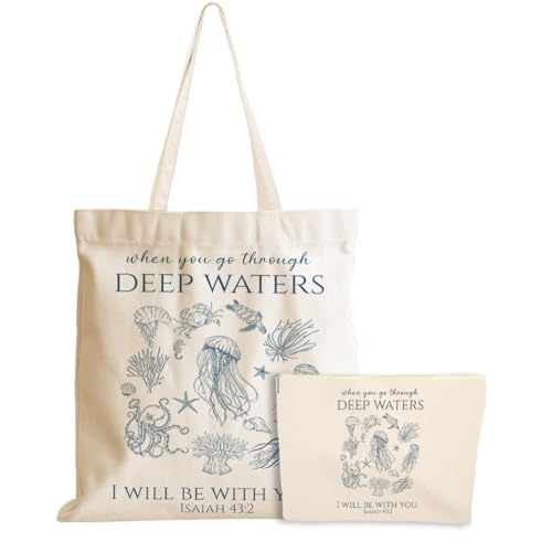 Whale Shark Makeup Bag Canvas Tote Bag Gifts for Women Friend Birthday Beach Shopping Appreciation Christmas - color: Deepwatersisaiah 387