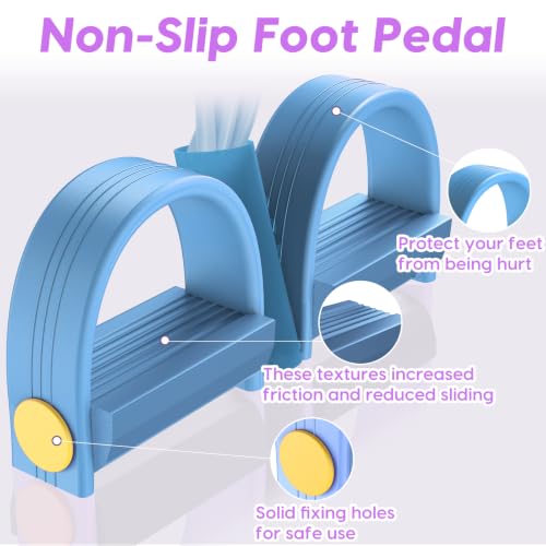 Pedal Resistance Band with Handles, 6-Tubes Natural Rubber Exercise Band - color: Full Blue