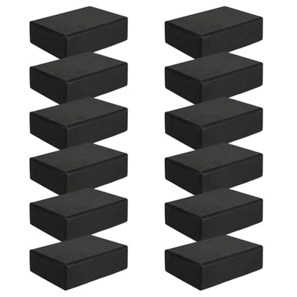 12 Pcs Foam Eva Yoga Blocks Bulk Yoga Supportive Blocks Black Non Slip Lightweight Bricks Prop Accessories for Men Women Beginners Meditation Pilates and Stretching