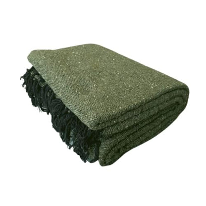 Open Road Goods Solid Color Mexican Yoga Blanket – Large Handwoven Throw for Yoga, Beach, Camping or Home – Soft and Durable Cotton Blend - color: Olive Green