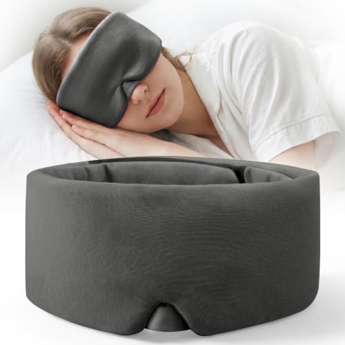 MORLIDEN Sleep Mask for Women Men, Light Blocking Eye Mask, Gray - color: Charcoal Gray Combed Cotton