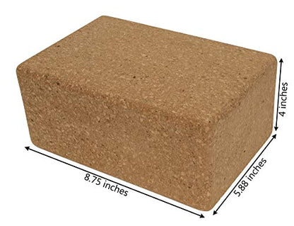 Cork Yoga Block, Solid Natural Cork Exercise Brick to Support and Improve Poses and Flexibility, Pack of 2