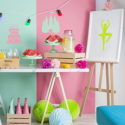 20 Pcs Stencils for Kids Stencil for Painting 8" Chalk Stencils Kids Style | Large Reusable Shape Template with 5 Pcs Scratch Paper, Sidewalk Chalk Stencil Ideal for Kids Outside Crafts Painting Drawing