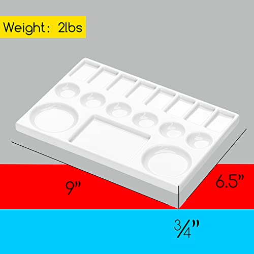 MEEDEN Ceramic Watercolor Palette: 17-Well Porcelain Mixing Tray | Artist Painting Palette, Rectangle Painting Tray Palettes for Watercolor Gouache Acrylic Painting 9" x 6.5" - size: 9.3" x 6.5" x 0.2"