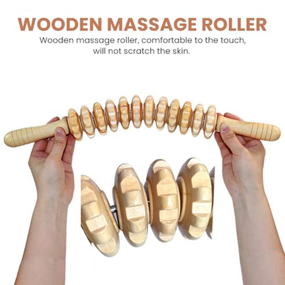 2pcs Wood Massage Roller,Manual Wooden Fascia Massage Tool | Wooden Fascia Massage Roller Trigger Points,Stomach Rolling guasha Massager Tool, for Fascia,Relief, Body Shaping