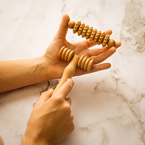 tuuli Body and Face Roller, Multi-Functional Wooden Massage Roller, Helps Ease Muscle Tension and Support Skin Health, Natural Face Massage Tools, Set of 2 (2 Piece Set B) - size: 2 piece set B