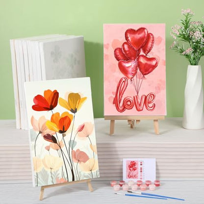 Nezyo 12 Sets Paint by Numbers 8 x 12 Inch for Adults Beginner with Wooden Frames Canvas DIY Acrylic Painting Kit Art Gift for Painting Party Sip and Paint Events for Home Decor(Festival) - style: Festival