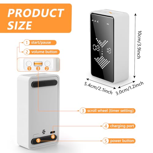GuDoQi Digital Hourglass Timer, 1-99 Mins Adjustable Magnetic Rechargeable Digital Countdown ADHD Timer, Mute/Low Volume/High Low Volume Modes for Work, Study, Back to School, Kitch, White - color: White