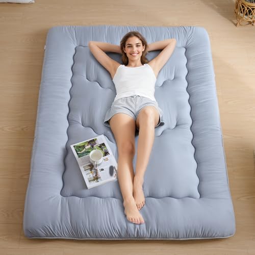 Japanese Floor Mattress,3.5" Thicken Futon Mattress Tatami Mat - color: Silver Gray, size: Twin (80”L × 39“W)