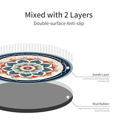nuveti Large Meditation Mat Non Slip Round Yoga Mat Natural Rubber with Sueded Surface Exercise Mat Perfect for Meditating, Stretching, Yoga（140CM X 3.5MM Thick) - color: YunLuoShengHua