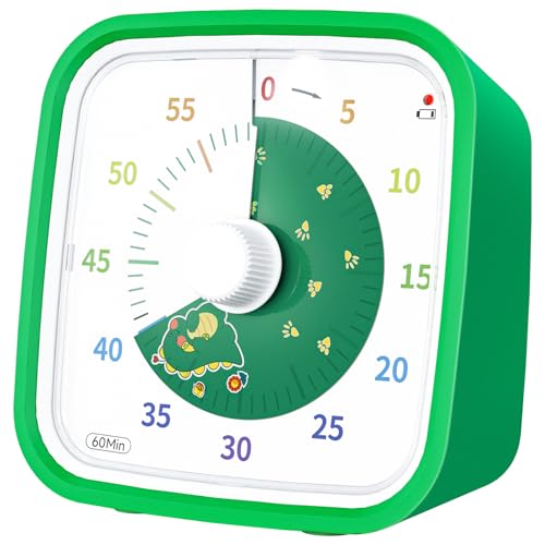 Yunbaoit Dinosaur Visual Timer for Kids, 60-min Countdown Timer, Green - color: Green Dinosaur