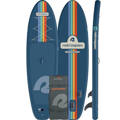 Retrospec Weekender Inflatable Stand Up Paddle Board Includes Paddle, Pump, and Accessories 10’6” Lightweight iSUP, Puncture Resistant Inflatable Paddle Board for Adults - color: Navy Zion