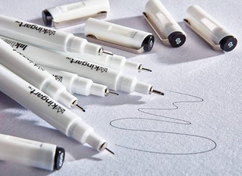 KINGART PRO Inkline Black Micro Line & Precision Graphic Pens, 10 Assorted Nibs, BLACK Archival Waterproof Japanese Ink for Art, Illustration, Calligraphy, Sketching, Anime, Technical Drawing, Manga