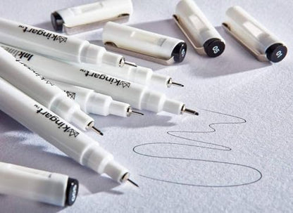 KINGART PRO Inkline Black Micro Line & Precision Graphic Pens, 10 Assorted Nibs, BLACK Archival Waterproof Japanese Ink for Art, Illustration, Calligraphy, Sketching, Anime, Technical Drawing, Manga