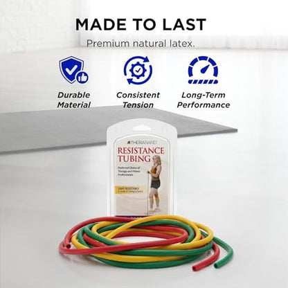 THERABAND Resistance Tubes, Band, Exercise, Set - color: Yellow/Red/Green - Beginner Set