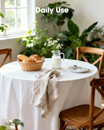 Pureegg Plastic Table Cloth Disposable 8 Pack, 84 Inch Round, White | Party Supplies, Wedding, Picnic, Leakproof & Sturdy, White, Round Tablecloth, Table Cover - color: White, size: 84" Round