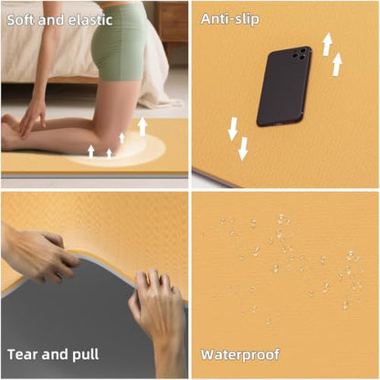 Extra Wide Yoga Mat 76"x40"x10mm TPE Non-Slip Fitness Exercise Mat - color: Orange + Grey