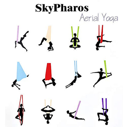 5.5 Yards Aerial Silks Yoga Swing Set - Aerial Yoga Hammock Kit Anti-Gravity Flying for Fitness, Low/Non Stretch Nylon Tricot Fabric Hardware Included for Dance - color: BLACK