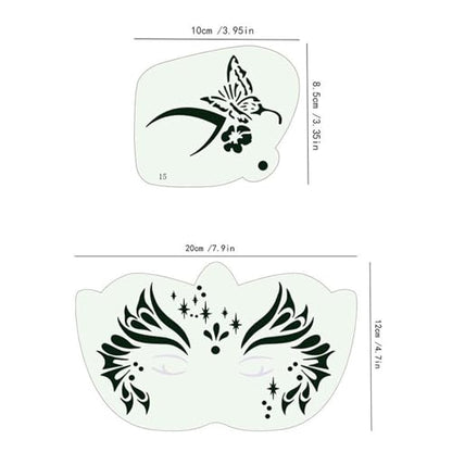 28 pcs Face Paint Stencils Kits Face Painting Stencils Reusable | Reusable Face Tattoo Painting Templates for Kids - color: Mix01