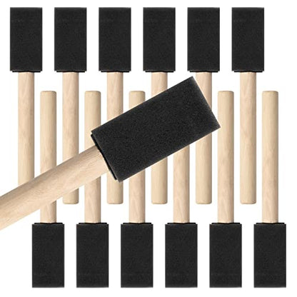 Mister Rui 1 Inch Foam Paint Brushes, 12 Pack – High Density Poly Sponge Brushes for Painting, Mod Podge, Decoupage, Crafts & Cleaning | Spong Brushes for Mod Podge, Decoupage, Stains, Varnish, Crafts and Cleaning. Smooth Finish on Crafts, Furniture and W