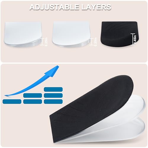 Heel Wedge Silicone Insoles, 2 Pairs 3 Layers Medial & Lateral Corrective Adhesive Shoe Inserts for Foot Alignment, Knock Knee Pain, Bow Legs, Osteoarthritis, Large, Black - style: LARGE(Black)-3 Layers