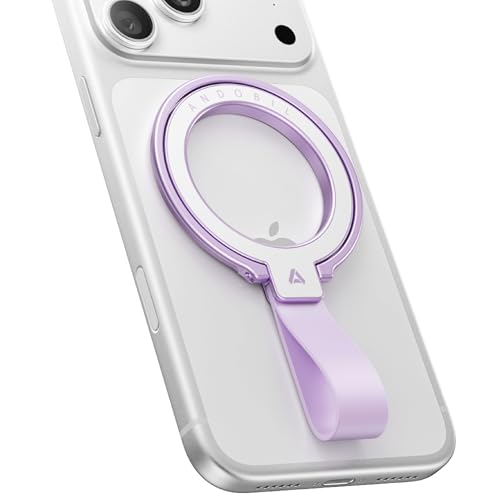 andobil [2026 Unrivaled Stability] Magnetic Phone Grip Holder for MagSafe | Stronger 2-Sided Magnetic Phone Ring Kickstand w/ Silicone Loop MagSafe Accessories for iPhone 17 Pro Max Air 16/15/14/13/12 - color: Purple