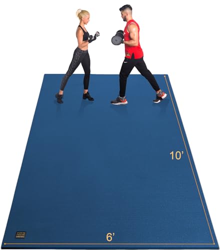 GXMMAT Extra Large Exercise Mat 16'x6'/12'x6'/10'x6'/8'x6'(7mm) - color: Navy Blue, size: 6*10 FT