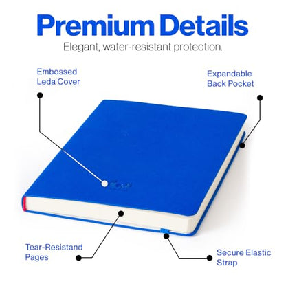 Leda Art Lay-Flat Sketchbook for Drawing, Artist A5, 160 Pages, Blue | Smooth cream paper takes pencil, ink, charcoal, light watercolor,thread-sewn binding,elastic strap,back pocket (5.8 x 8.3 in) - size: Medium Blue