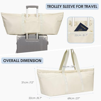sportsnew Large Yoga Mat Bag Trolley Sleeve Gym Carrier Shoe Bag Wet Pocket | water-resistant fabric, large capacity,wide full-zip opening,separate shoe bag,2 yoga mat holder straps,multi-pocket storage - color: Beige