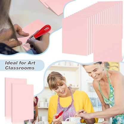 Motipuns 20 Pcs 8"x6" Pale Pink Rubber Stamp Carving Blocks for Craft Project Easy to Cut Lino Block Linoleum Blocks for Printmaking Soft Rubber Brick for DIY Printing Stamp Making Kit