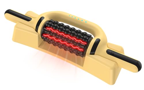 Electric Lymphatic Massager Roller with Red Light for Lymphatic Drainage | Electric Handheld Percussive Massager with redlight for Cellulite Massage, 6-Speed Foot Massager Roller with Hands-Free Base - color: Yellow