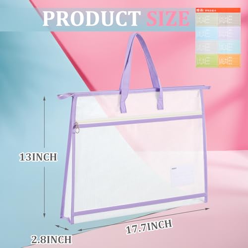 3 Pcs 17.7×13 Inch Project Bag for Quilting Sewing Craft Storage for Quilter A3 Clear Mesh Art Bag Artwork Storage Organize for Artwork Charts Teaching Material Multipurpose(Classic Colors) - color: Classic Colors
