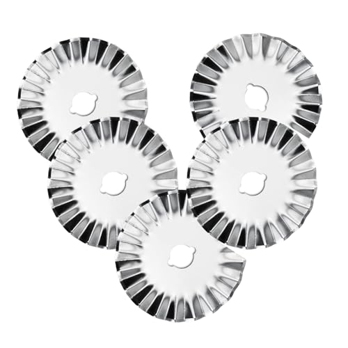 45mm Pinking Rotary Cutter Blades, Wavy Replacement Blade, Rotary Blades Refill 45mm,Fits Fiskars,OLFA,Martelli,Dremel,Truecut,DAFA,Paper Cutting Blades Refill for Quilting Scrapbooking Sewing,5 Pack - color: Silver Wavy (45mm 5pcs)