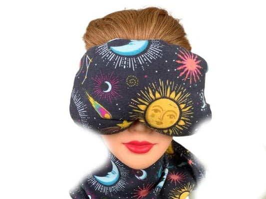 Eye Mask Lavender Eucalyptus, Sinus, Herbal Pack, Hot Cold Pack, Heat Wrap,Organic, Flax Seed, Microwave Therapy, Sleep Mask, Yoga Meditation Eye Pillow, Celestial Icons