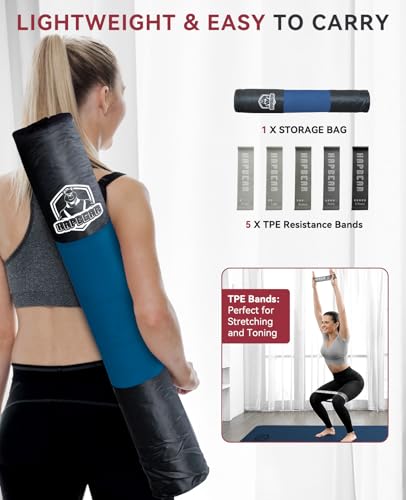 HAPBEAR Large Yoga Mat - 72"x36"x6mm (1/4 inch), Extra Wide Non-Slip Exercise Mat for Home Workout, Yoga, Pilates & Stretching, Durable, Includes Carry Bag - color: 네이비 블루/오렌지
