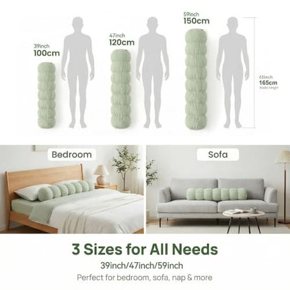 Pat. Pend. Cylinder Pillow for Bed, 39 Inch, Celadon Green - color: Celadon Green, size: 39"x 7.87"