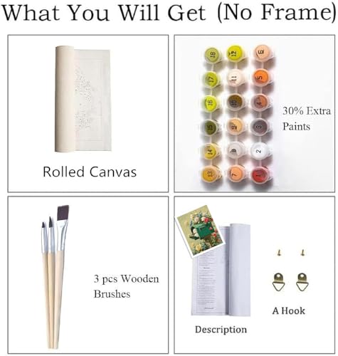 ZRIZQ Paint by Numbers Kit for Adults Beginner,Flowers Mail,16x20 | Full set with wooden brushes,rolled canvas,rich paints.Calming activity.Beginner friendly.Just open and paint. - color: 16"X20"Rolled Canvas(Frameless)-Flowers 18