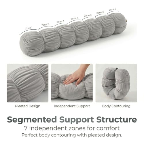Pat. Pend. Long Bolster Pillow for Bed, 39 Inch, Zinc Gray - color: Zinc Gray, size: 39"x 7.87"