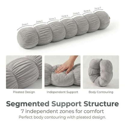 Pat. Pend. Long Bolster Pillow for Bed, 39 Inch, Zinc Gray - color: Zinc Gray, size: 39"x 7.87"