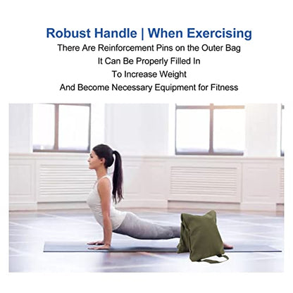 Topyond Sand Bag for Weight Training, Green Yoga Sand Bag with Handle