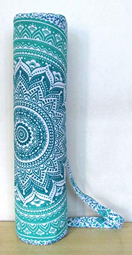 INDIAN CRAFT CASTLE ICC Yoga Mat Bag Carrier Full-Zip Exercise Yoga Mat Carry Bag for Women Men with Multi-Functional Storage Pockets and Adjustable Shoulder Strap 26X6 Inches - style: Green Ombre