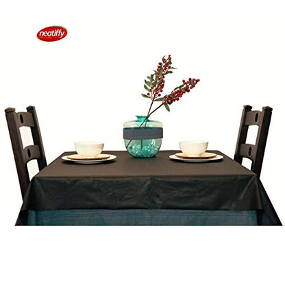 Neatiffy 54 x 108 Inch 6 Pack Rectangle Plastic Table Cloth Picnic/Camping/Party/Banquet Table Cover. Disposable/Reusable Tablecloths -Black - color: Black