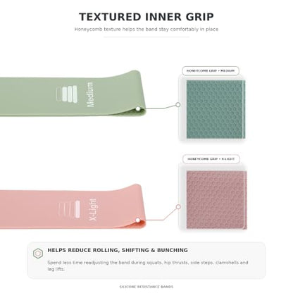 Wide Silicone Booty Bands for Women, 2-Pack Resistance Loops
